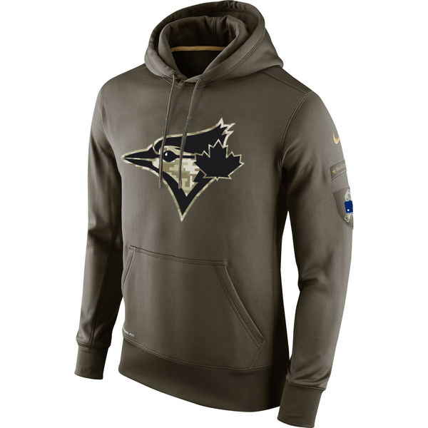 MLB Men Toronto Blue Jays Nike Olive Salute To Service KO Performance Hoodie Green->chicago white sox->MLB Jersey